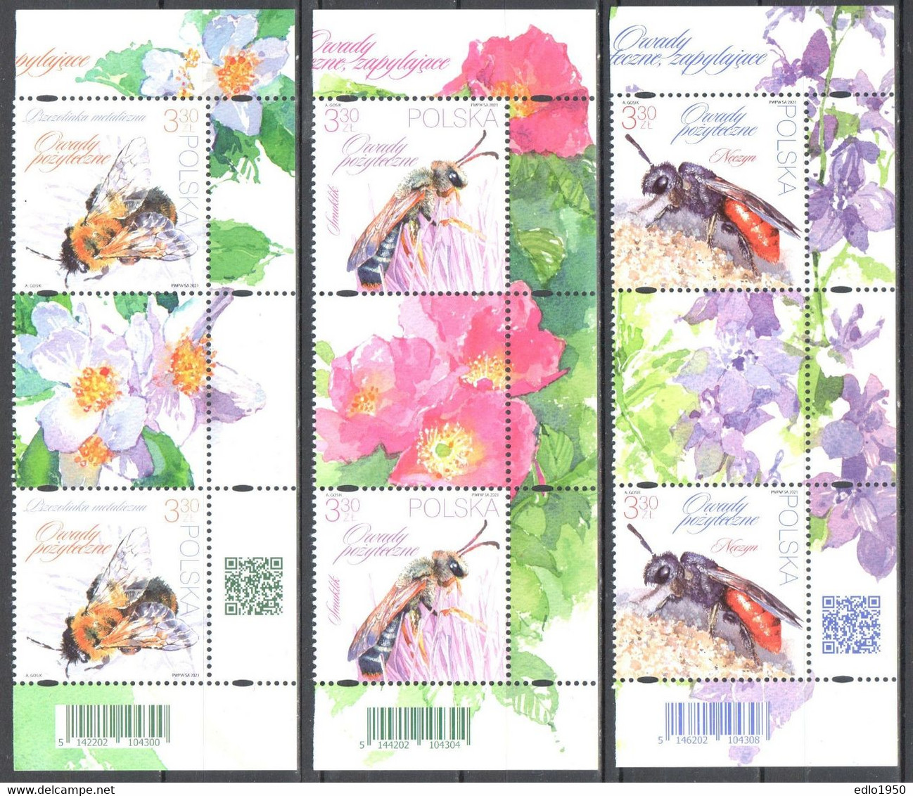 Poland 2021 - Beneficial Insects  - Mi.2x 5292-97 - MNH(**) - Unused Stamps