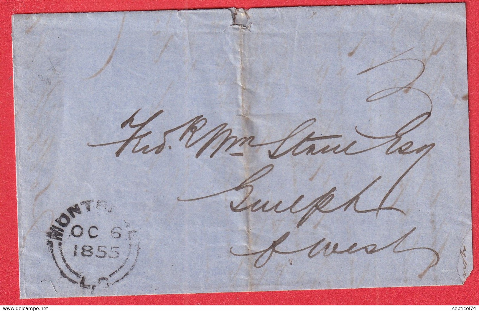 MONTREAL CANADA 1855 POUR GUEPLH 1855 QUEBEC - ...-1851 Prephilately