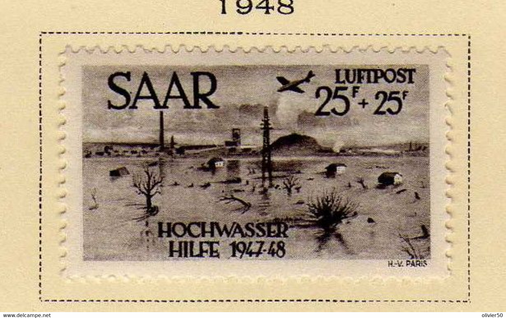 Sarre (1948) - P A Victimes Des Inondations  - Neuf* - MLH - Luchtpost