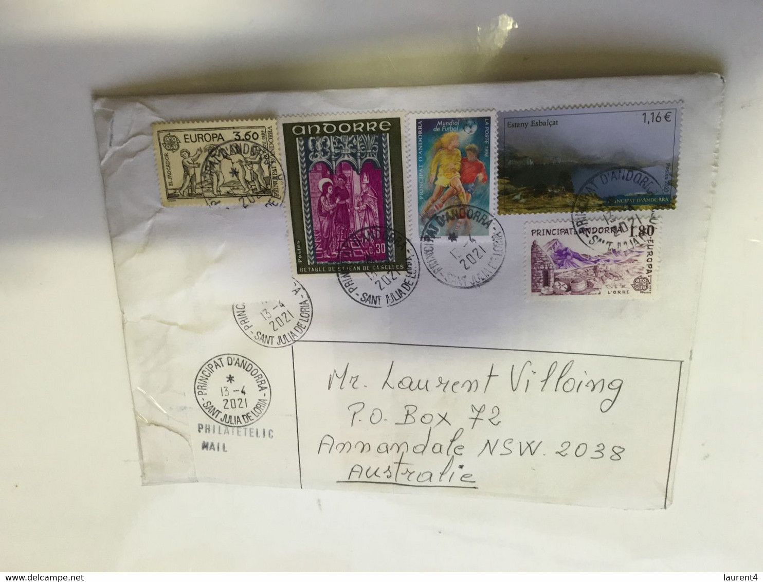 (QQ 16) Letter Posted From Andorra To Australia (1 Letter)(posted During COVID-19 Pandemic) - Storia Postale