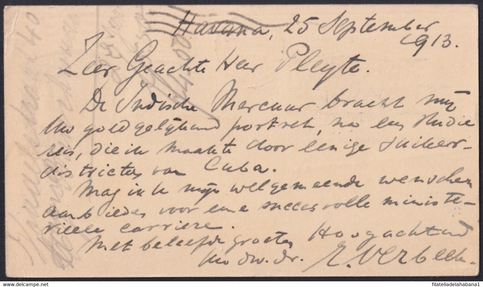 1904-EP-190 CUBA 1904 JOSE MARTI POSTAL STATIONERY TO NEDERLAND HOLLAND. - Cartas & Documentos