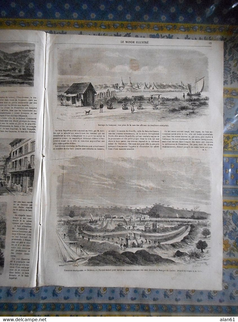 LE MONDE ILLUSTRE 08/08/1868 DUNKERQUE PLOMBIERES SENEGAL LAMPSAR PARIS  ITALIENS ANTIN ARTS BRION MODE CAUCASSE DAKHO - 1850 - 1899