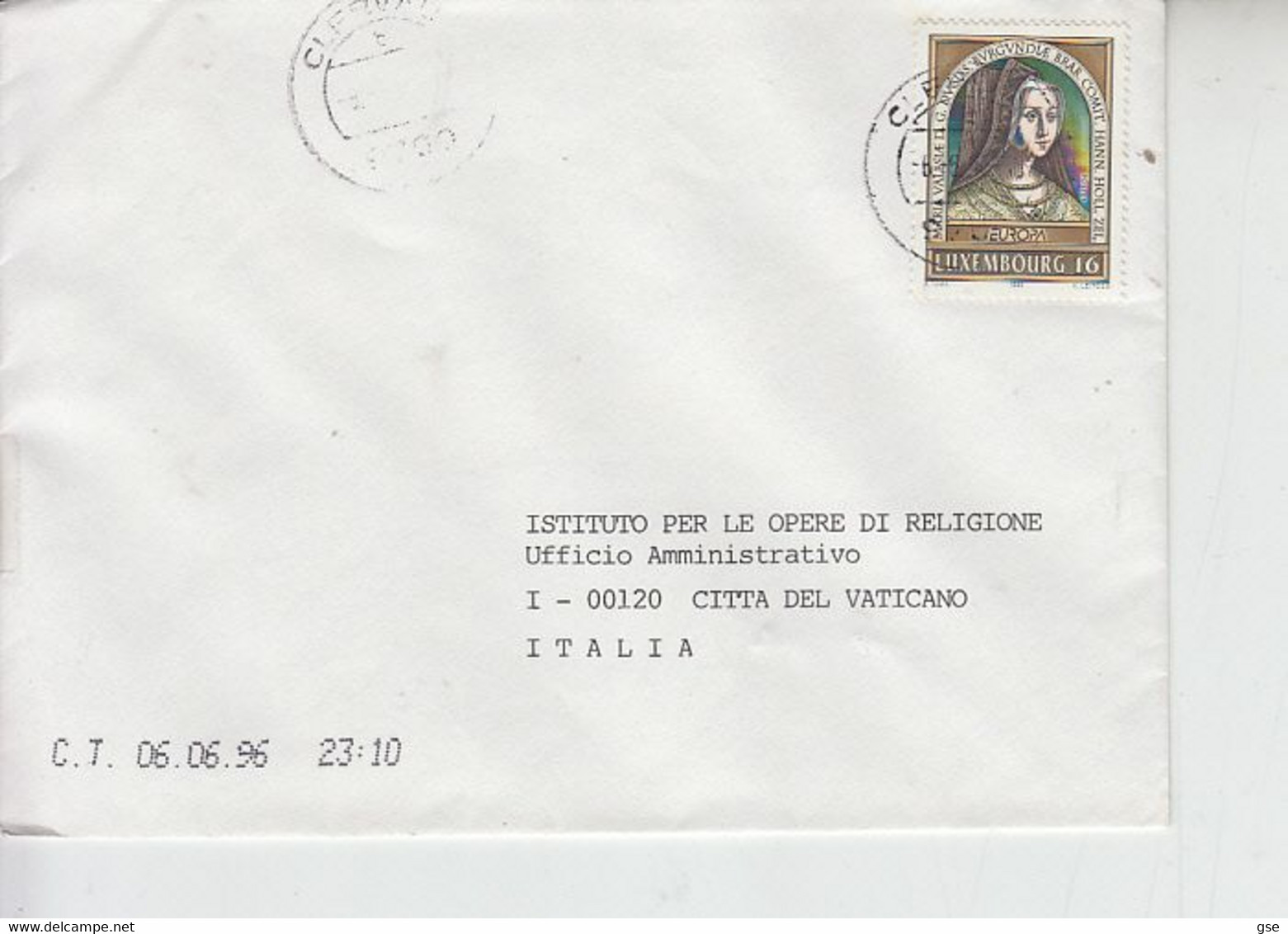 LUSSEMBURGO 1996 - Europa - Lettera Per La  Città Del Vaticano - Cartas & Documentos