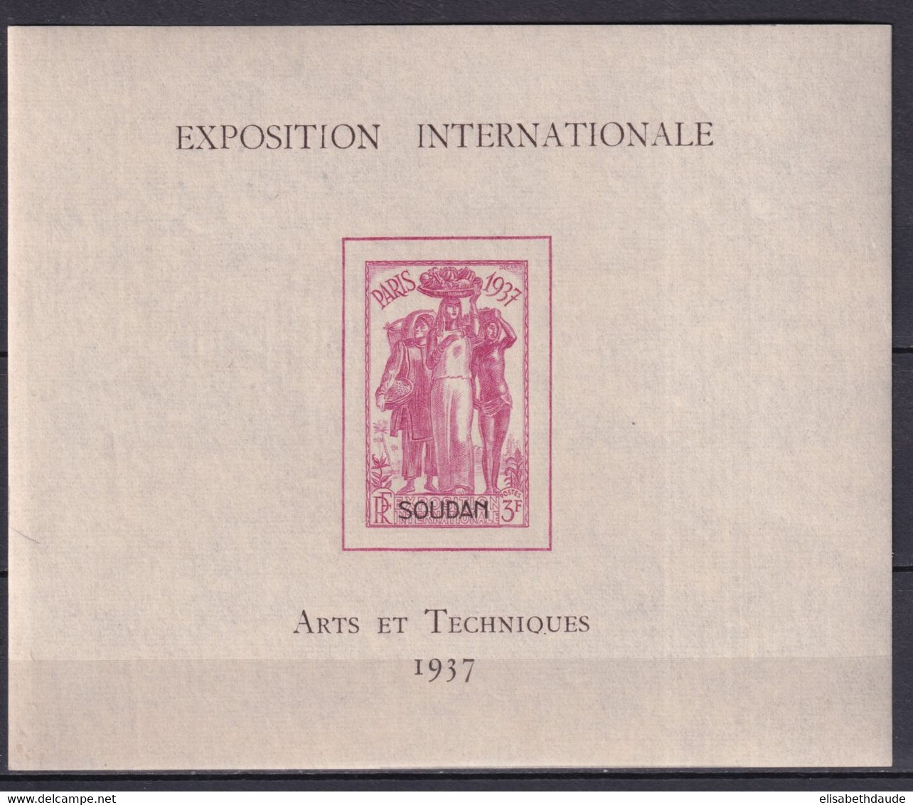 SOUDAN - EXPO 37 - BLOC YVERT N° 1 ** MNH - COTE 2015 = 12.5 EUR. - 1937 Exposition Internationale De Paris