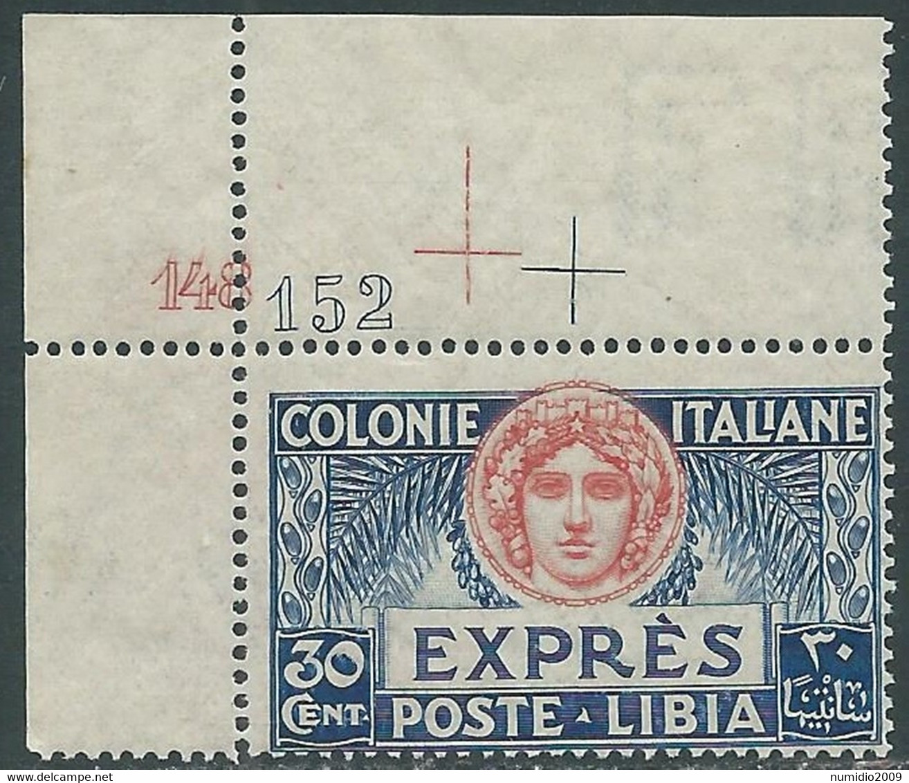 1921 LIBIA ESPRESSO 30 CENT NUMERO DI TAVOLA MNH ** - RE22-10 - Libië