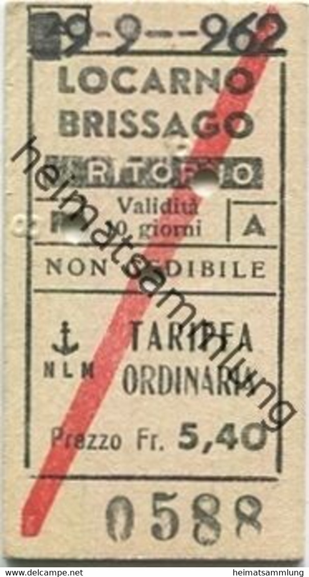 Schweiz - NLM - Locarno Brisago Ritorno - Fahrkarte 1962 - Europa