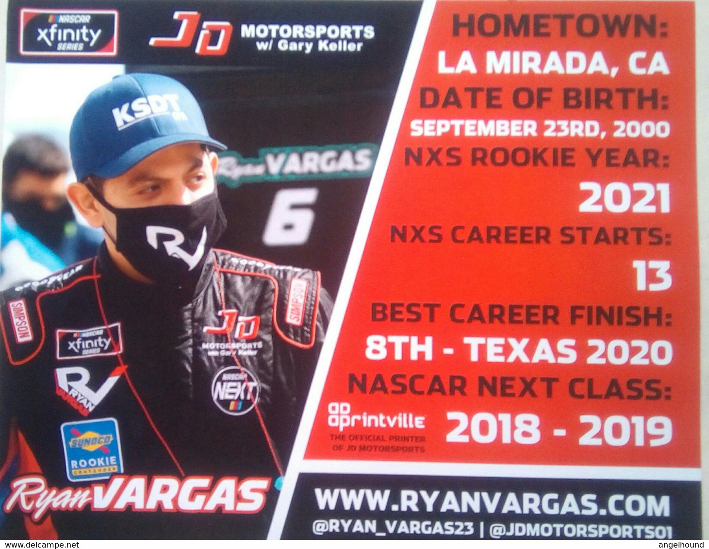 Ryan Vargas ( American Race Car Driver) - Authographs