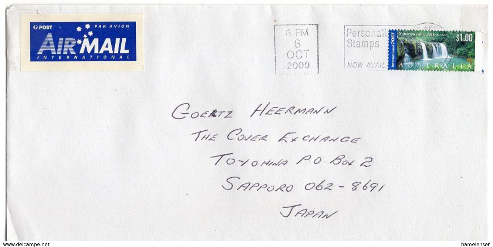 L27666 - Australien - 2000 - $1 Nandroya Wasserfaelle EF A. Luftpostbrief Nach Japan - Cartas & Documentos