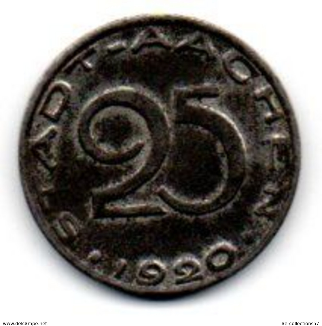 Stadt Aachen 25 Pfennig 1920 TTB+ - Monétaires/De Nécessité