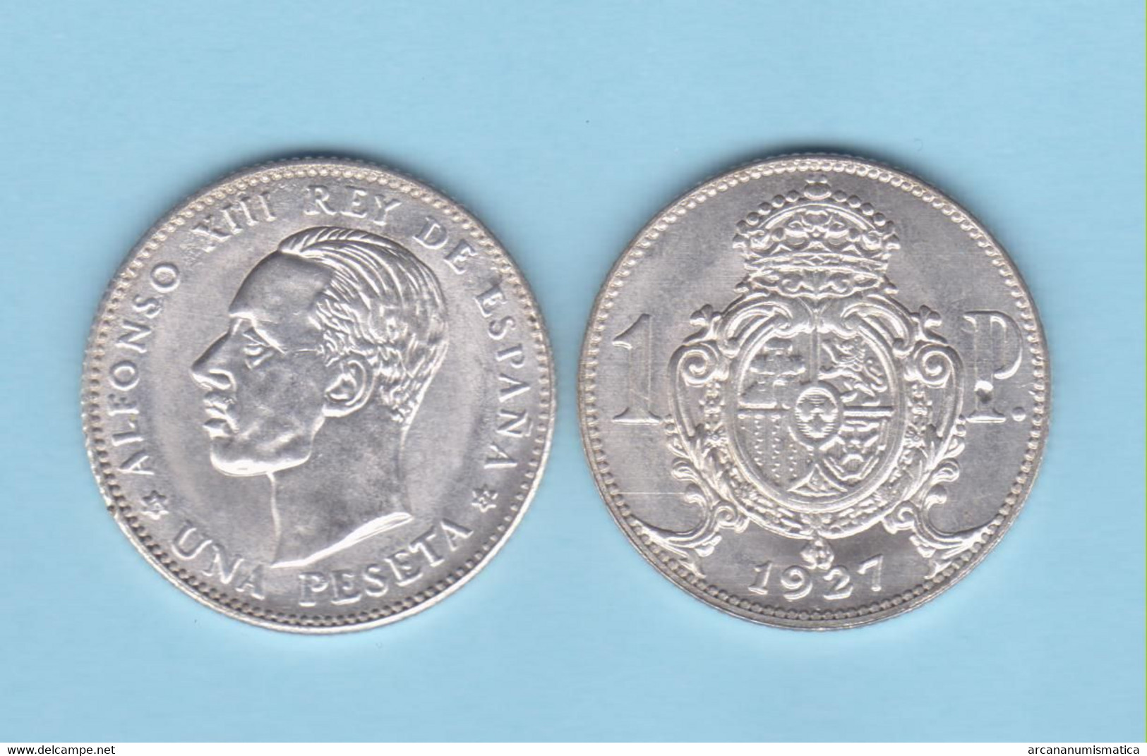 ESPAÑA / REY ALFONSO XIII (1.886-1.931) 1 PESETA 1.927 Prueba Madrid Plata SC/UNC  Réplica   T-DL-12.757 - Proeven & Herslag