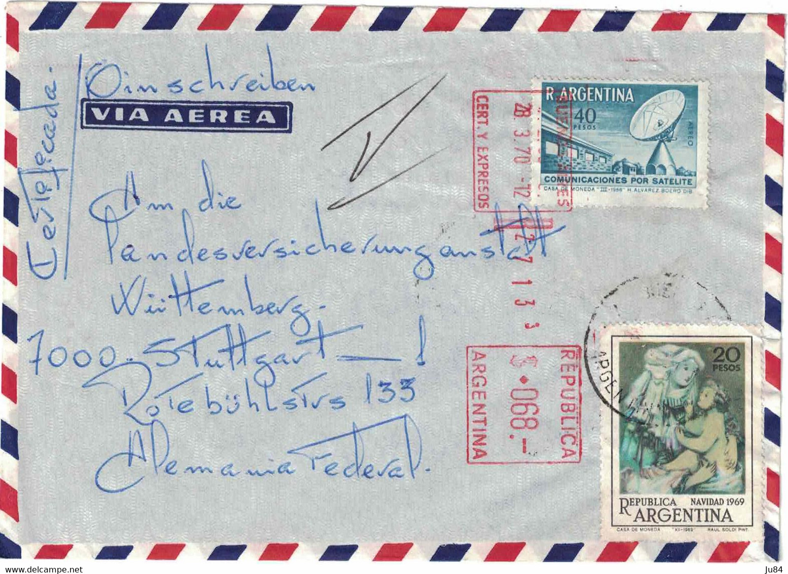 Argentine - Buenos Aires - Lettre Avion Pour L'Allemagne - 28 Mars 1970 - Oblitérés