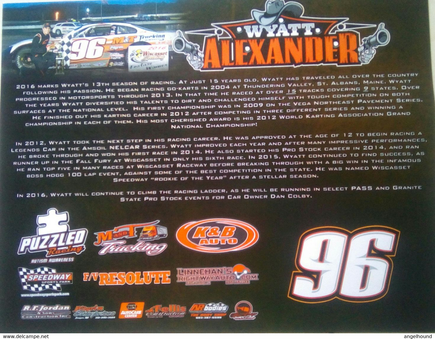 Wyatt Alexander ( American Race Car Driver) - Autografi