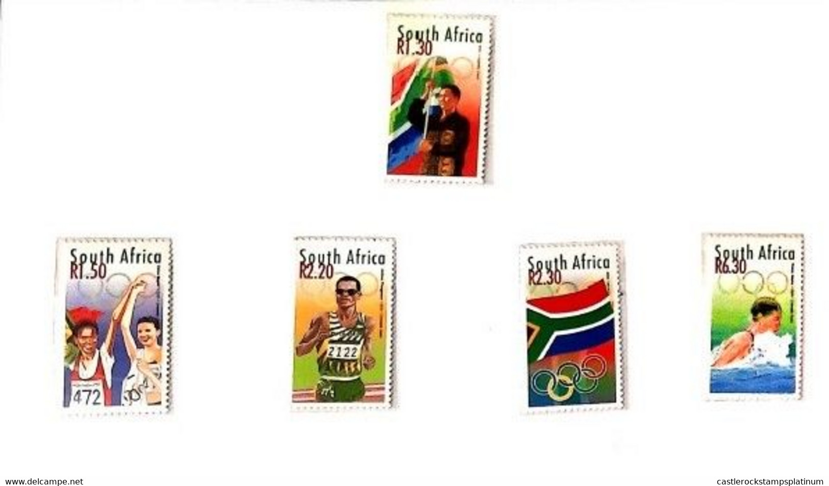 A) 2000, SOUTH AFRICA, SIDNEY OLYMPIC GAMES, FLAG, WINNERS, ATHLETICS, NATIONAL FLAG AND OLYMPIC RINGS, SWIMMING - Storia Postale