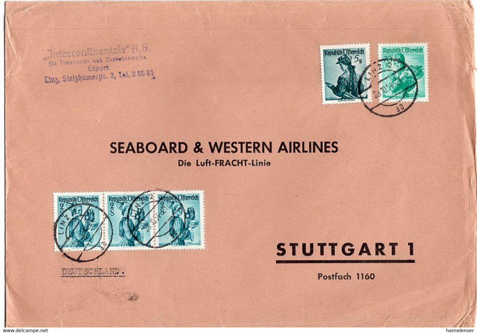 L27940 - Oesterreich - 1954 - 3@S2 Trachten Etc. A. Brief Von LINZ Nach Westdeutschland - Cartas & Documentos