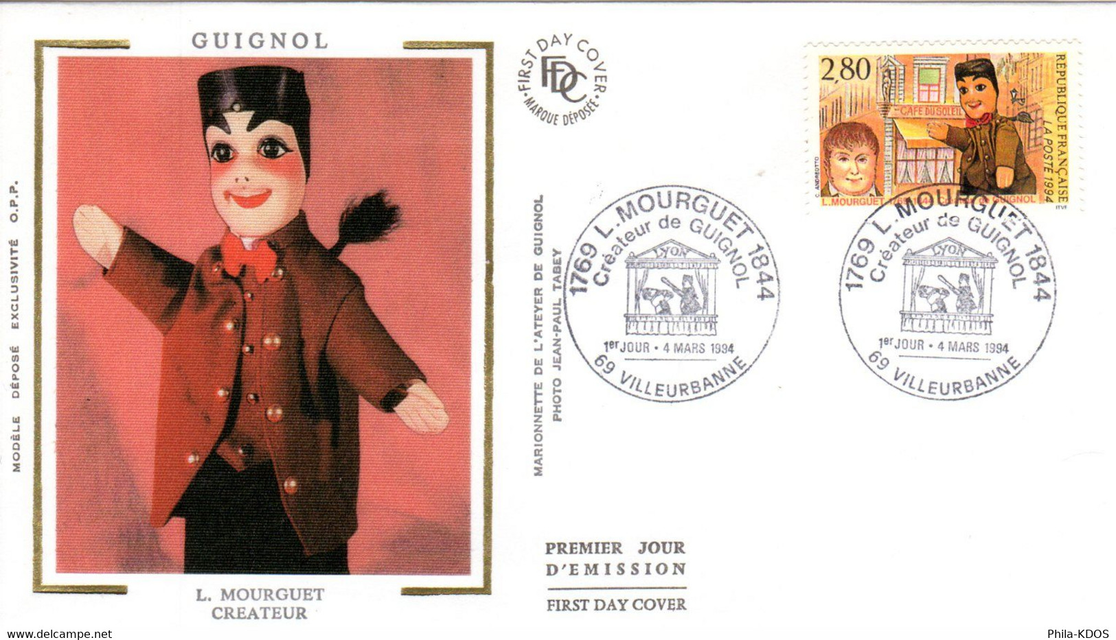 " GUIGNOL " Sur Enveloppe 1er Jour Sur Soie De 1994. N° YT 2861. Parfait état FDC - Marionetas