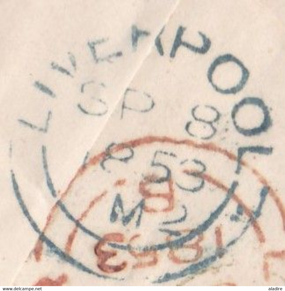 1853 - QV - Cover from Lancaster, England to Philadelphia, USA via Liverpool - transatlantic mail  - 7 scans