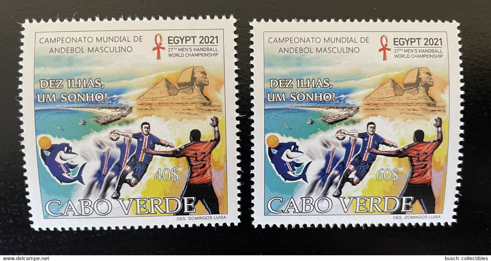 Cape Kap Cabo Verde 2021 Mi. ? Egypt Egypte Handball World Championship Sphinx Shark Haifisch Requin 2 Val. MNH - Other & Unclassified