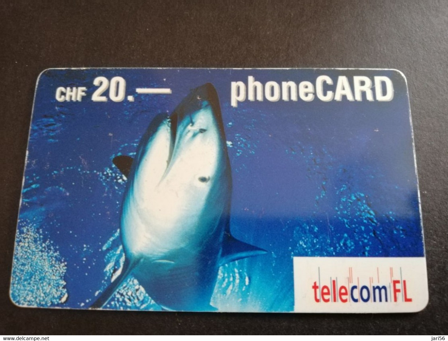 LIECHTENSTEIN ANIMALS CHF 20,- FINE USED PREPAID- SHARK     ** 5567** - Liechtenstein