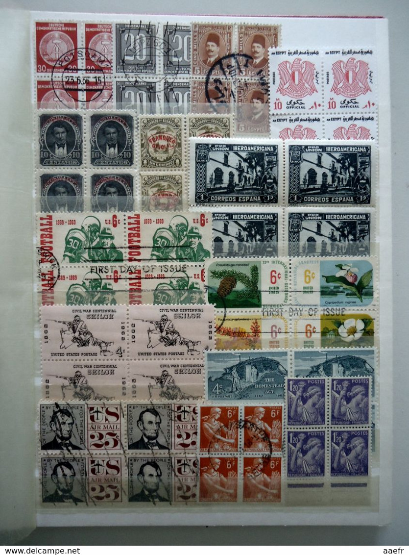 Monde : 180 Blocs différents de 4 timbres dans un album -  MNH/MH/Oblitérés -  tous pays