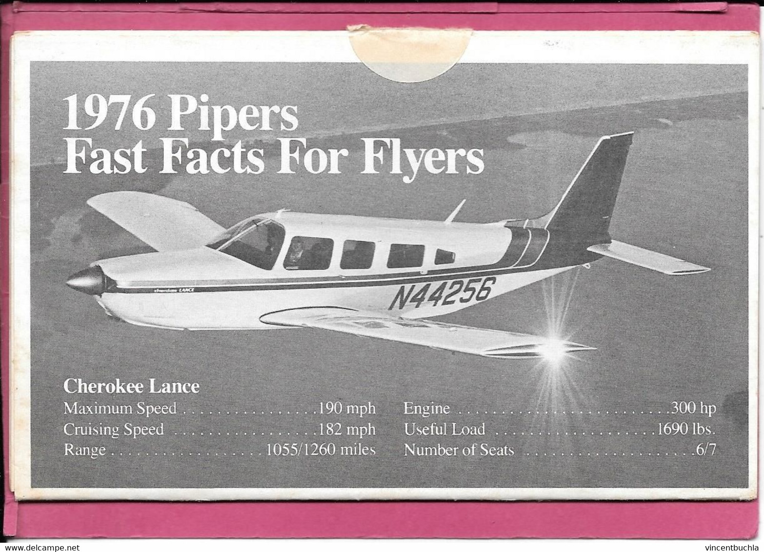 Dépliant Promotionnel U S A Piper Aircraft Corporation 1976 Fast Facts For Flyers 10 Feuillets - Advertisements