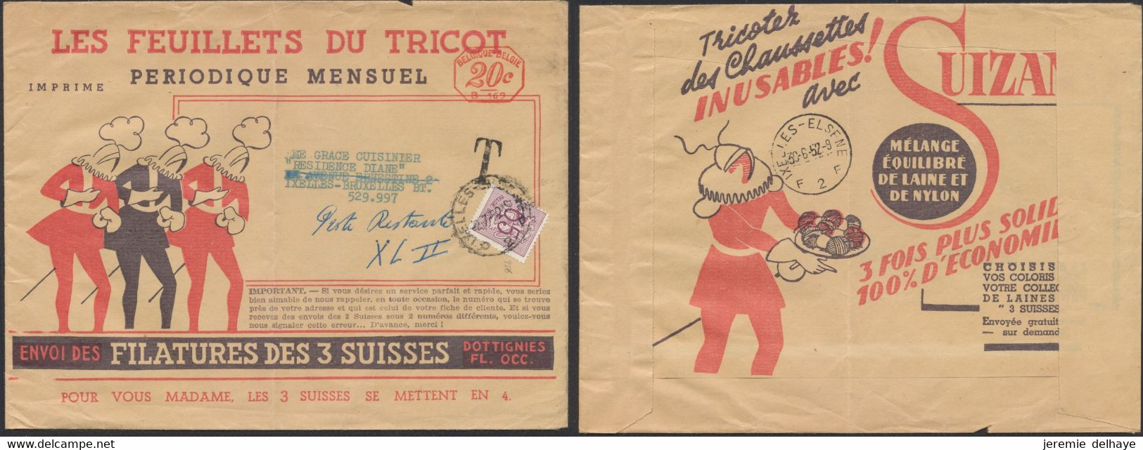 Les Feuilles Du Tricot (Périodique Mensuel) + Affranch. 20ctm Rouge B 169 > Poste Restante à Ixelles Et Taxé à 50ctm - Altri & Non Classificati