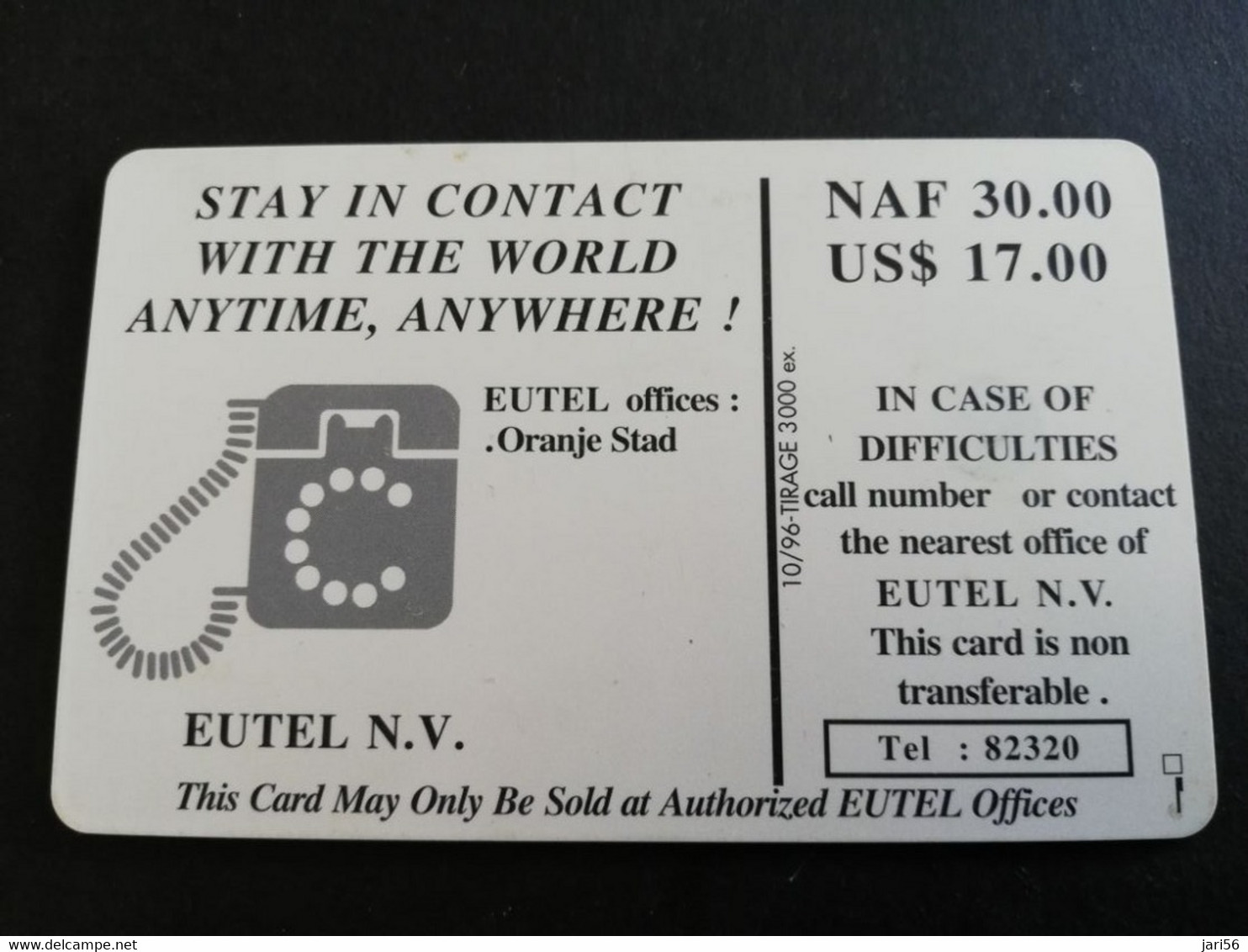 ST EUSTATIUS CHIPCARD  US $17,- NAF 30,00  TIRAGE ONLY 3000 X  Caribbean Phonecard   120 Units **5581  ** - Antillas (Nerlandesas)