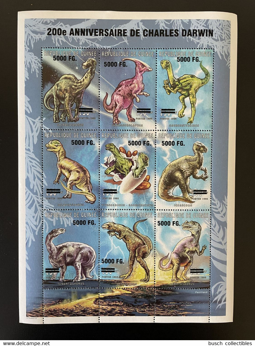 Guinée Guinea 2009 Mi. 6794 - 6802 Surchargé Overprint Dinosaures Dinosaurier Dinosaurs 200e Anniversaire Charles Darwin - Preistorici