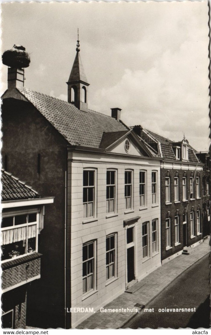 CPA AK Leerdam Gemeentehuis Met Ooievaarsnest NETHERLANDS (714001) - Leerdam