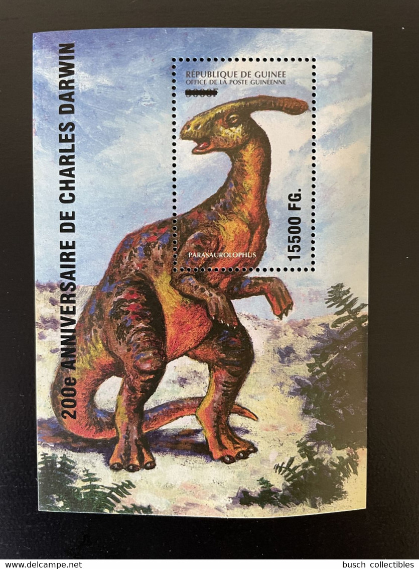 Guinée Guinea 2009 Mi. Bl. 1737 Surchargé Overprint Dinosaures Dinosaurier Dinosaurs 200e Anniversaire De Charles Darwin - Preistorici