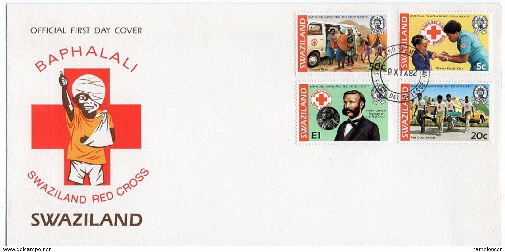 L28229 - Swaziland - 1982 - Rotes Kreuz, 4 W. A. FDC - Red Cross