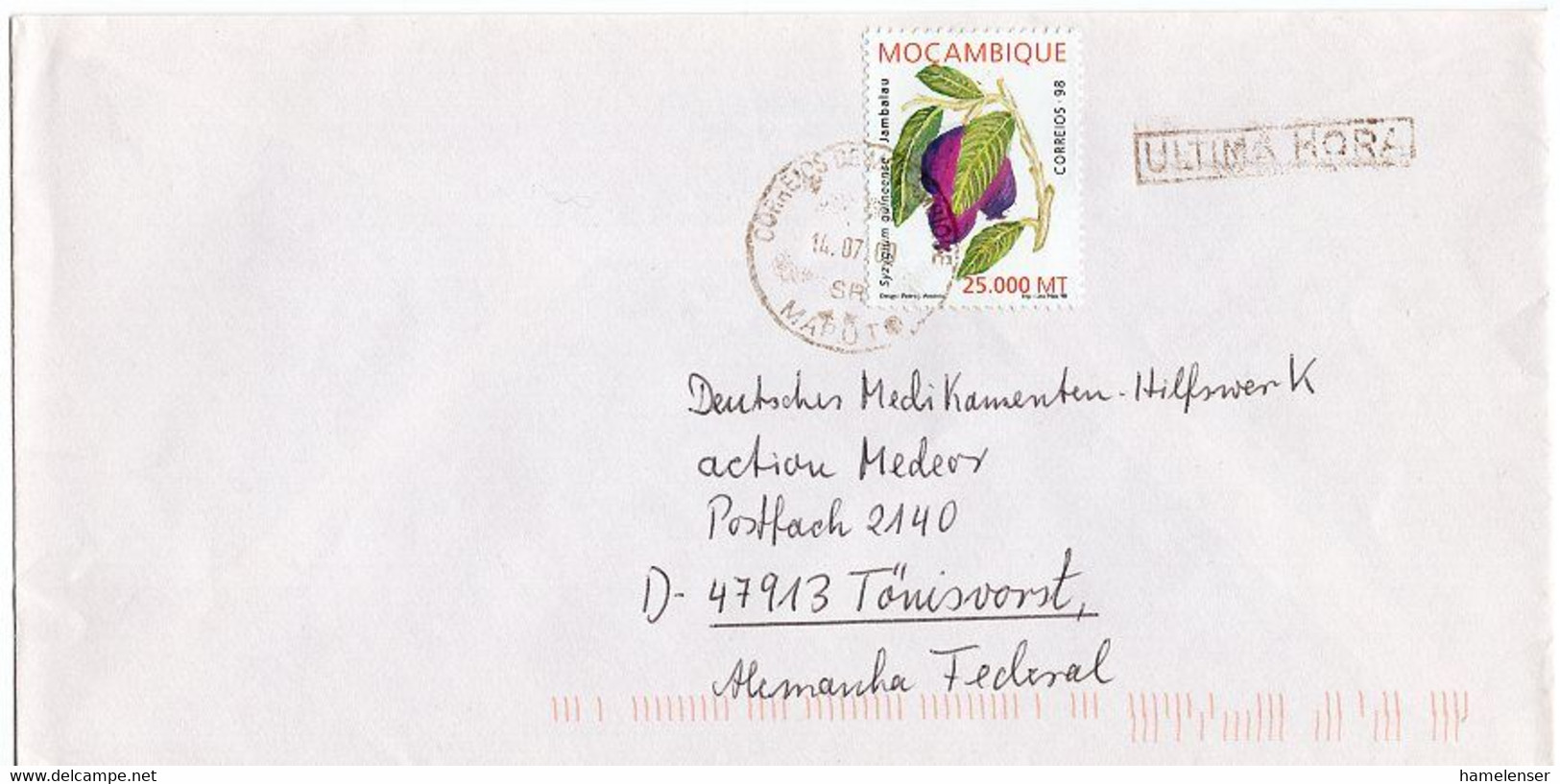 L28261 - Mozambik - 2000 - 25.000 MT Wasserbirne '98 EF A. Brief Von MAPUTO -> Deutschland - Frutta