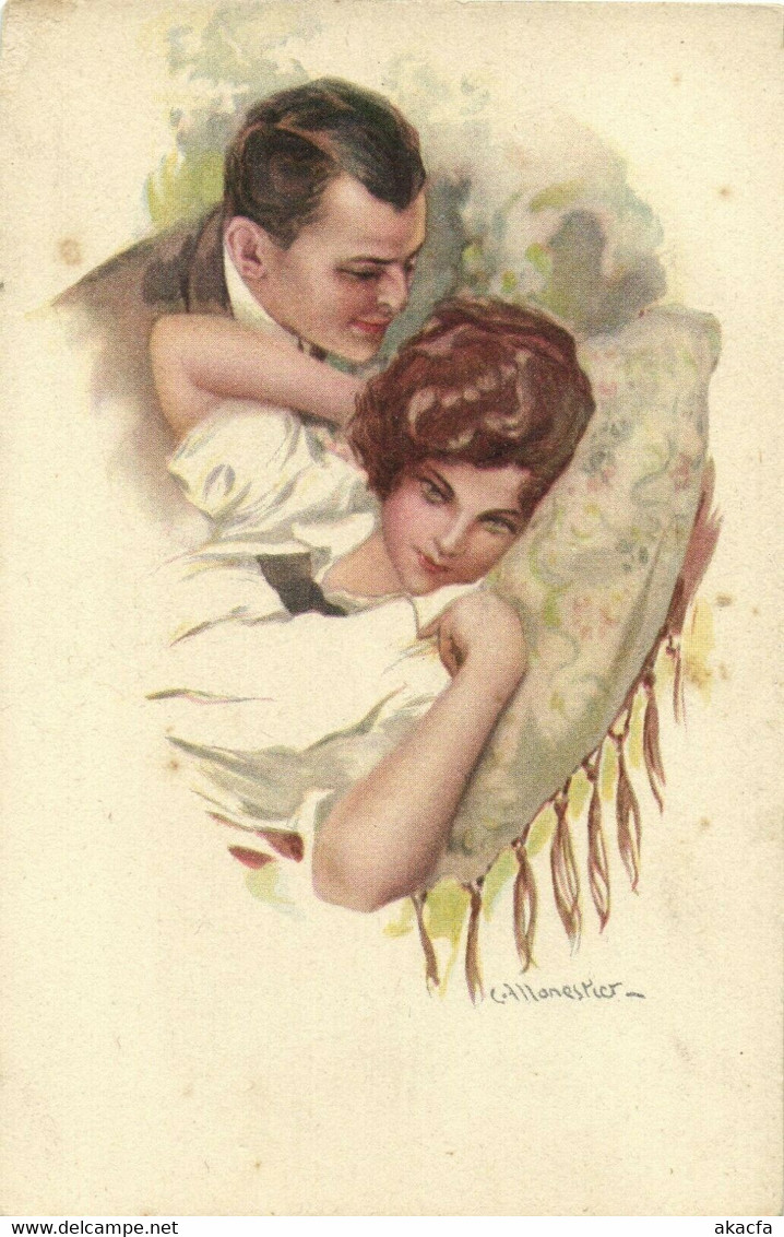 PC CPA C. MONESTIER, ARTIST SIGNED, ROMANTIC COUPLE, Vintage Postcard (b26587) - Monestier, C.