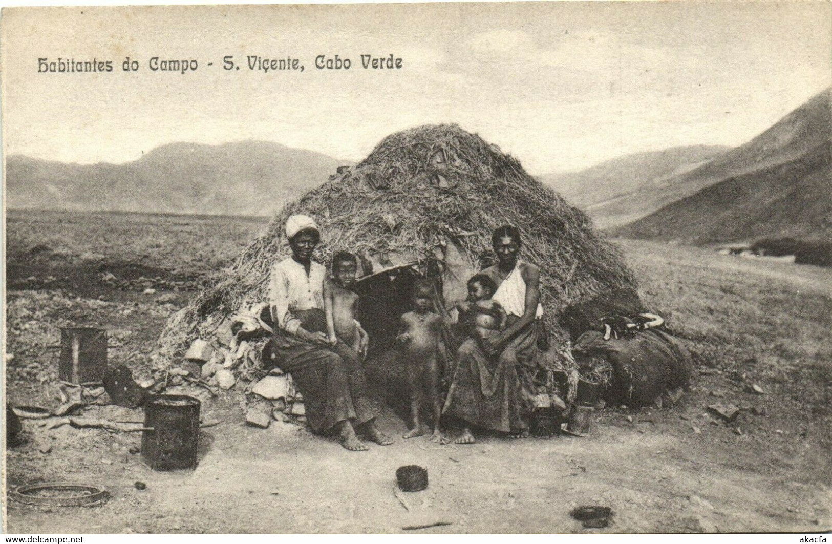 PC CPA CABO VERDE / CAPE VERDE S. VICENTE HABITANTES Vintage Postcard (b26729) - Cap Vert