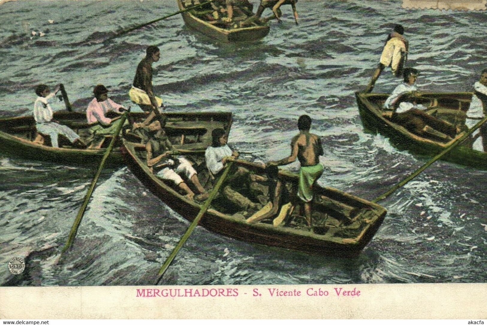 PC CPA CABO VERDE CAPE VERDE S. VICENTE MERGULHADORES Vintage Postcard (b26730) - Cap Vert