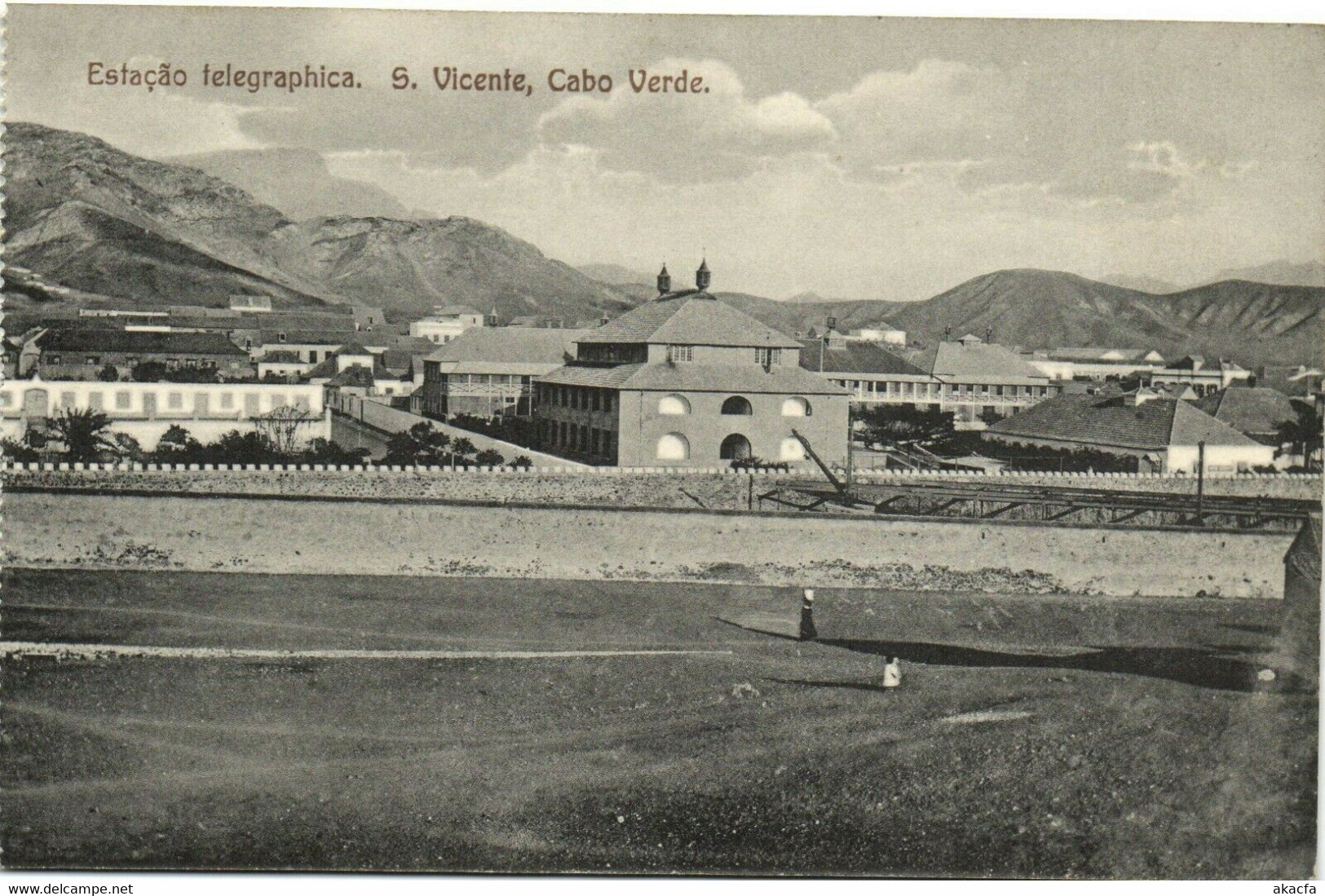 PC CPA CABO VERDE CAPE VERDE S. VICENTE TELEGRAPHICA Vintage Postcard (b26735) - Cap Vert