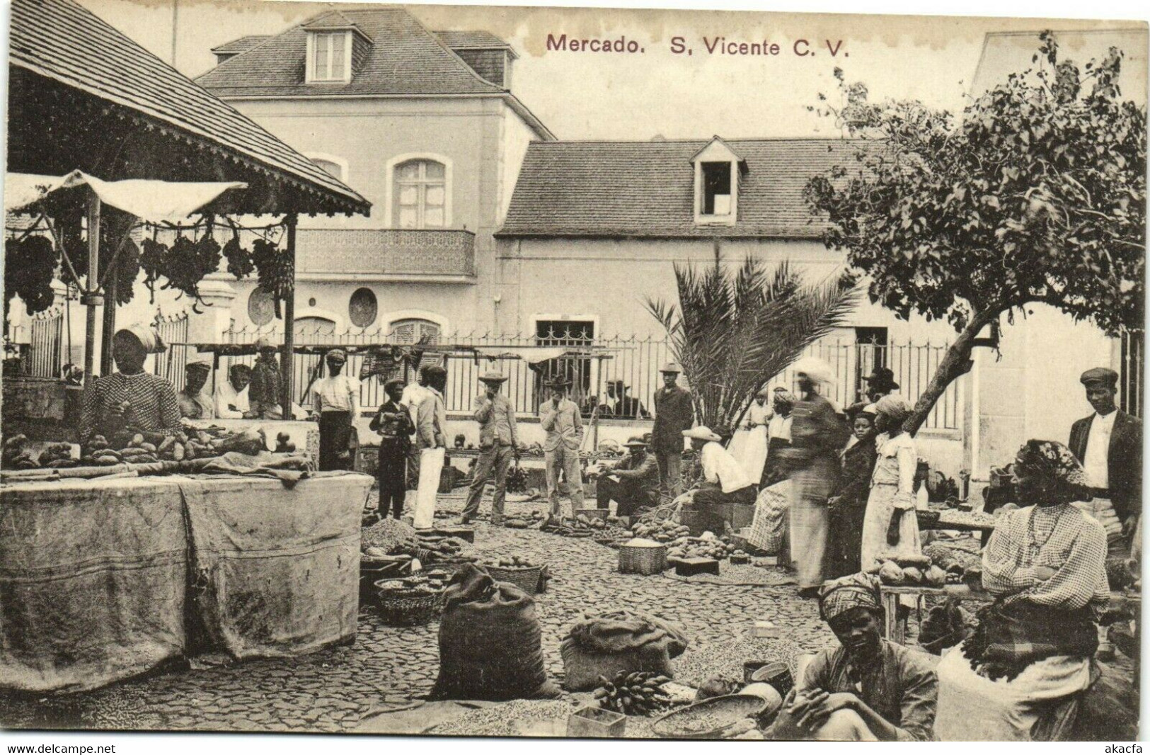 PC CPA CABO VERDE / CAPE VERDE, S. VICENTE, MERCADO, Vintage Postcard (b26739) - Cap Vert