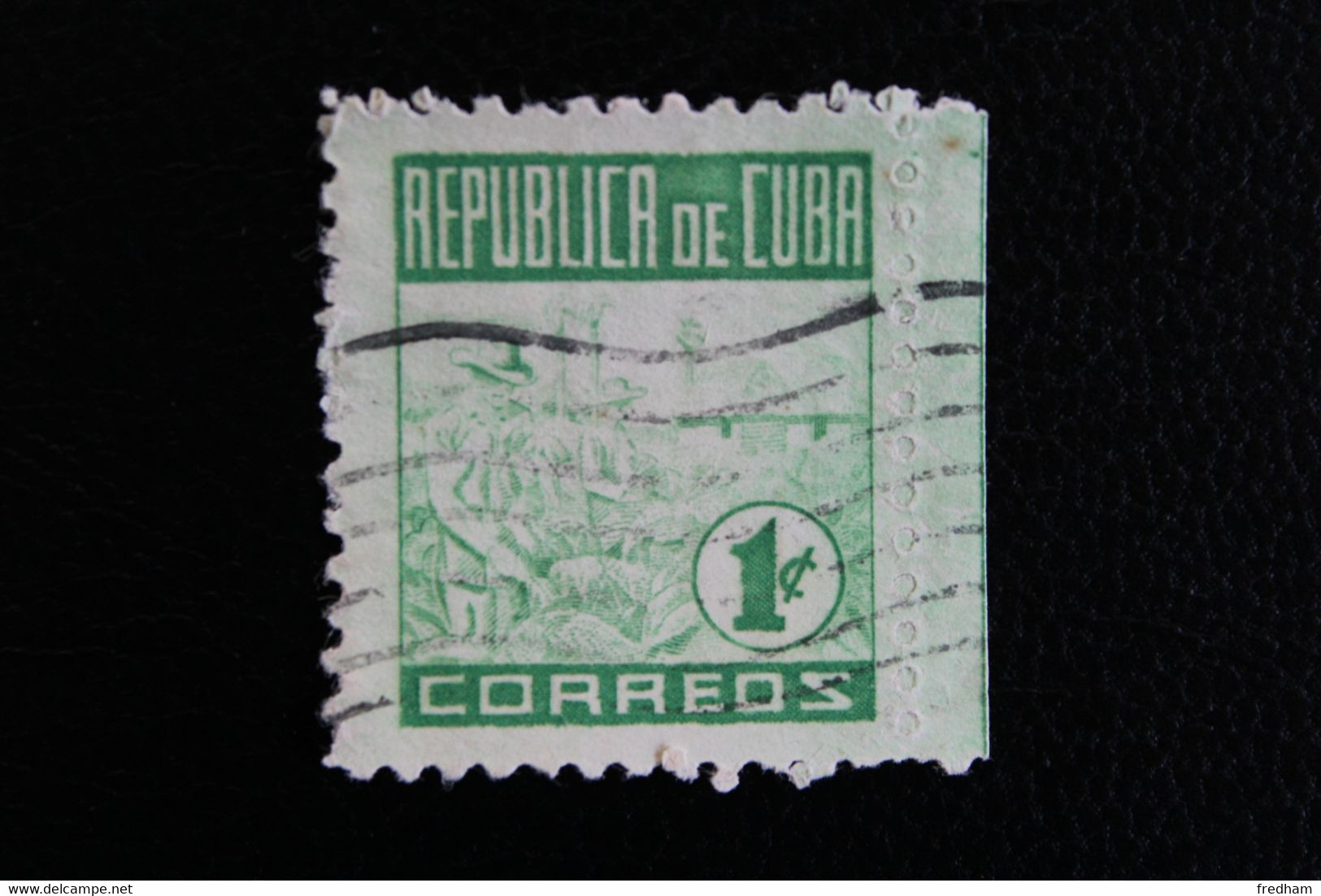 1948 CUBA Y&T CU 314,SG CU 511  1C VERT PROPAGANDE INDUSTRIE DU TABAC OBLITERE  B/TB - Oblitérés