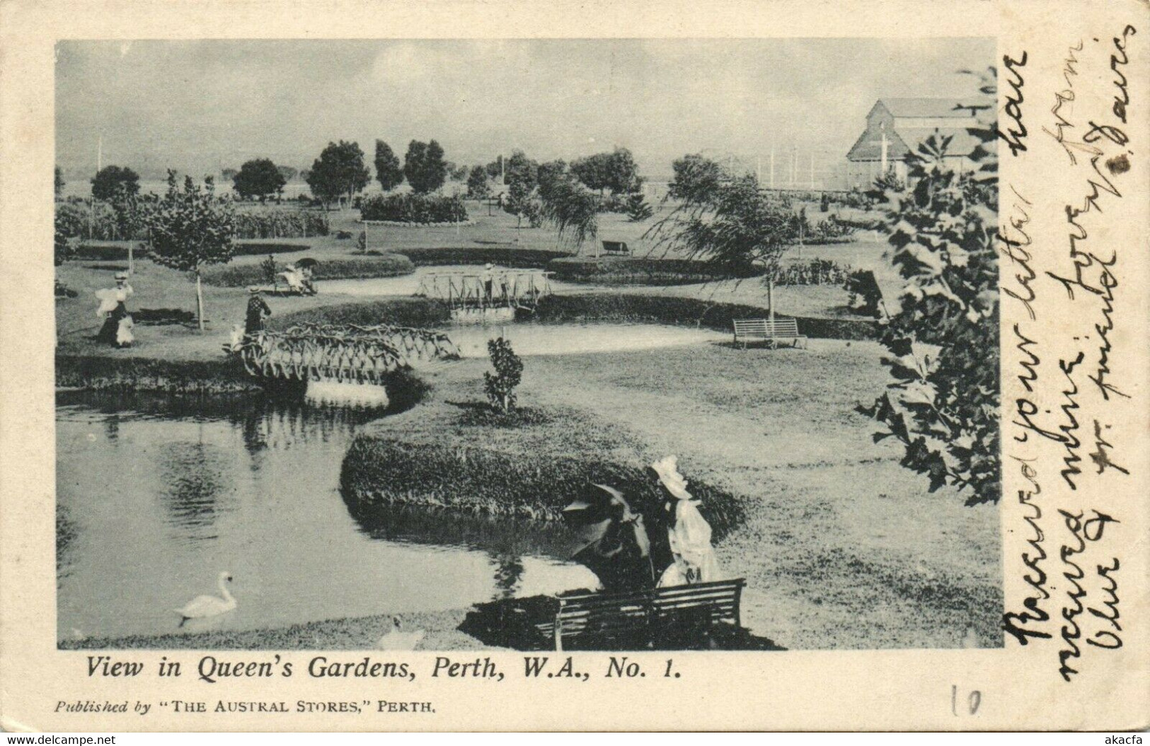 PC CPA AUSTRALIA, PERTH, VIEW IN QUEEN'S GARDENS, Vintage Postcard (b27081) - Perth