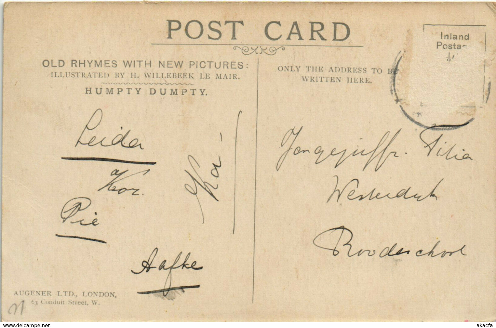 PC CPA WILLEBEEK LE MAIR ARTIST SIGNED HUMPTY DUMPTY Vintage Postcard (b27557) - Le Mair