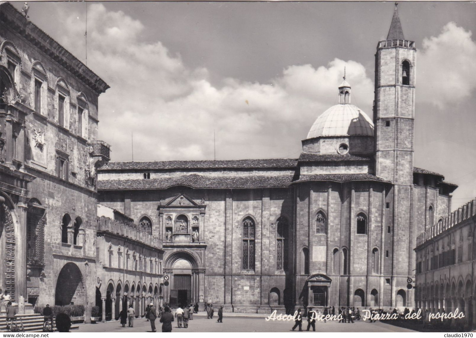 ASCOLI PICENO - CARTOLINA - PIAZZA DEL POPOLO - VIAGGIATA PER PIAZZA TORRE (BERGAMO) - Ascoli Piceno