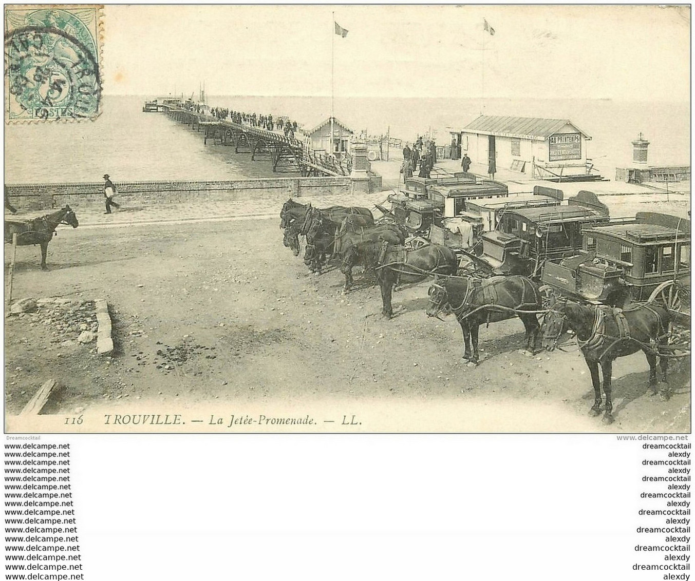 WW 14 TROUVILLE. Nombreux Fiacre Diligence Des Hôtel Sur La Jetée Promenade 1906 - Trouville