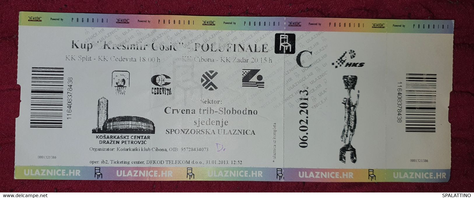 CUP KREŠIMIR ĆOSIĆ - HALF FINAL MATCHES, MATCH TICKET - Abbigliamento, Souvenirs & Varie