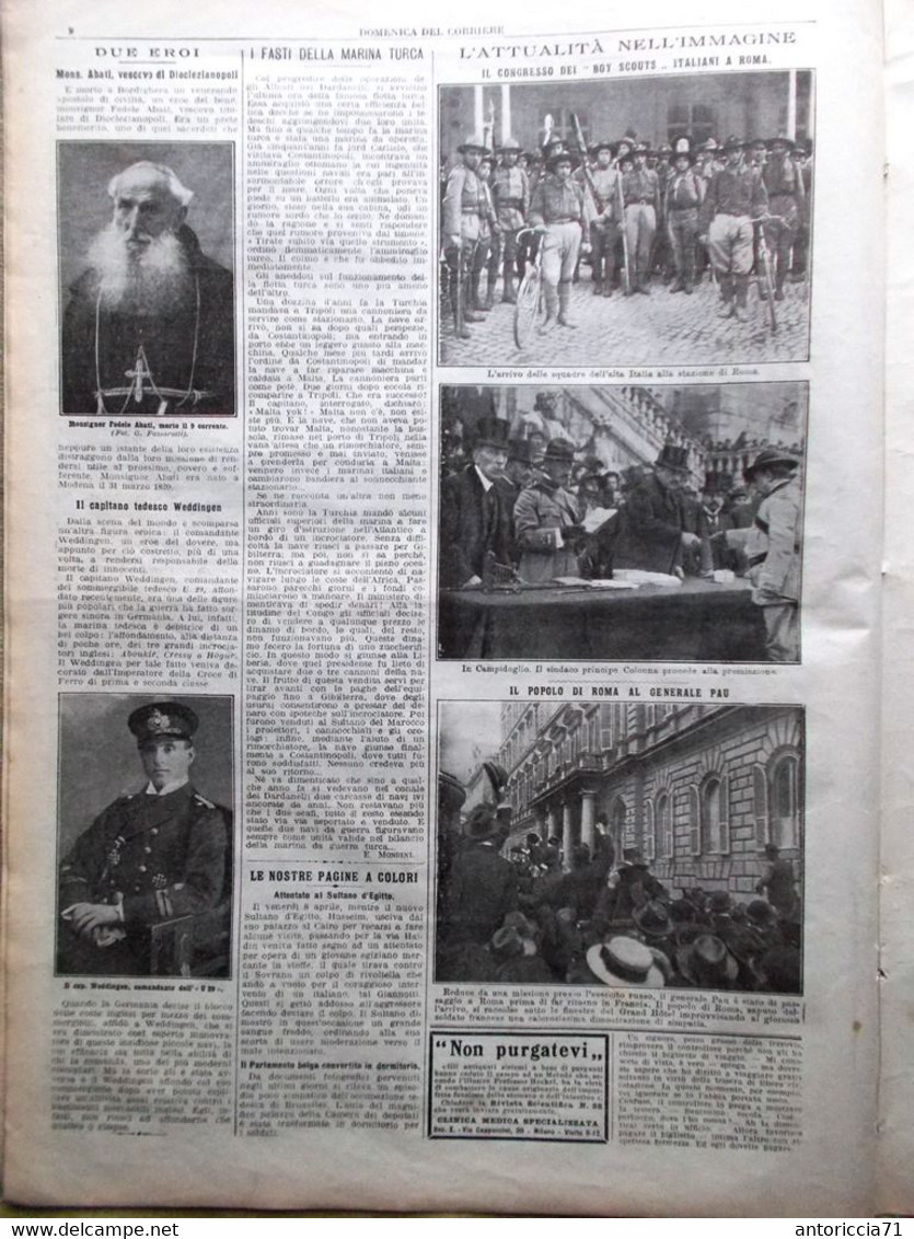 La Domenica Del Corriere 18 Aprile 1915 WW1 Carpazi Boy-scout Ascoli Baia Mudros - Guerre 1914-18