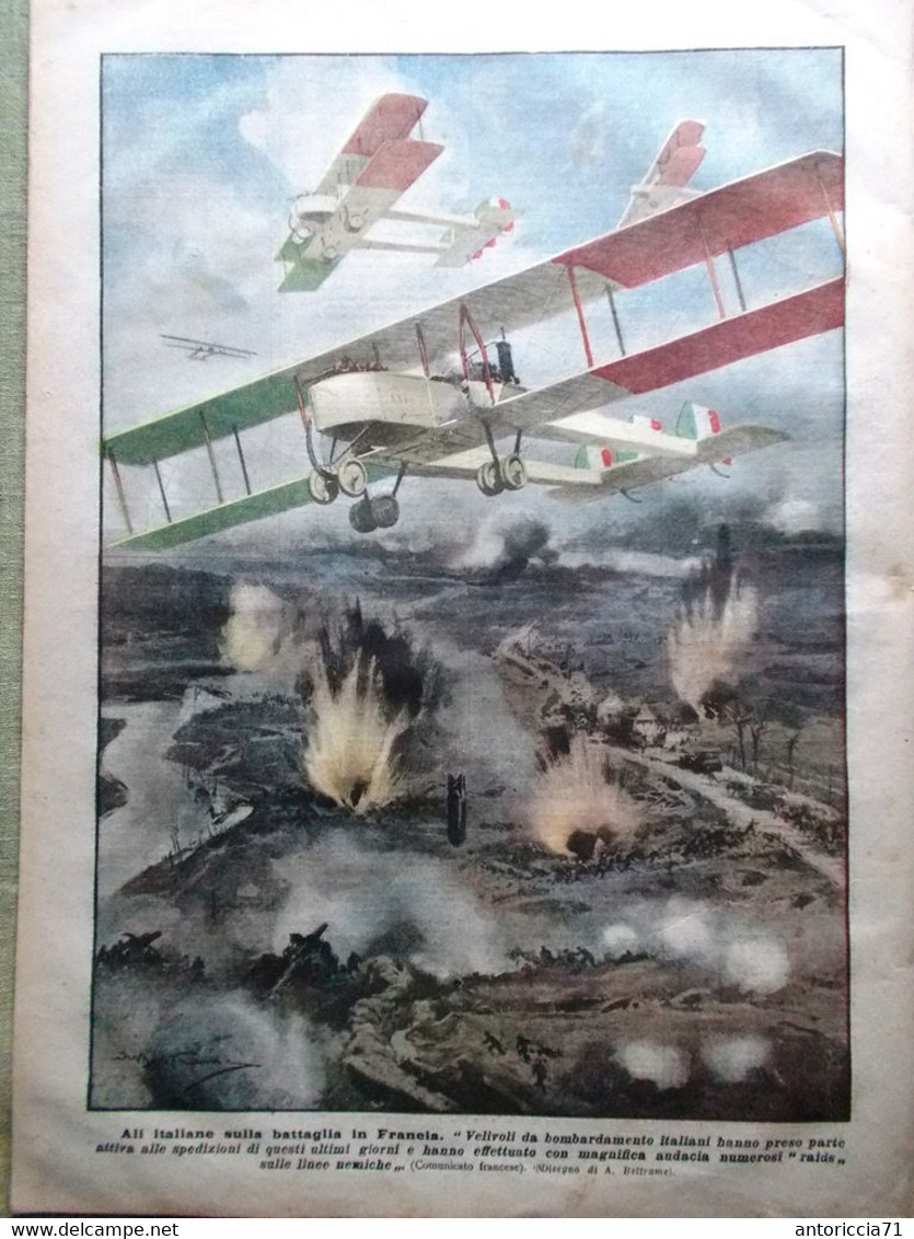 La Domenica Del Corriere 14 Aprile 1918 WW1 Cavenaghi Carcano Francia Belgio Ali - Oorlog 1914-18