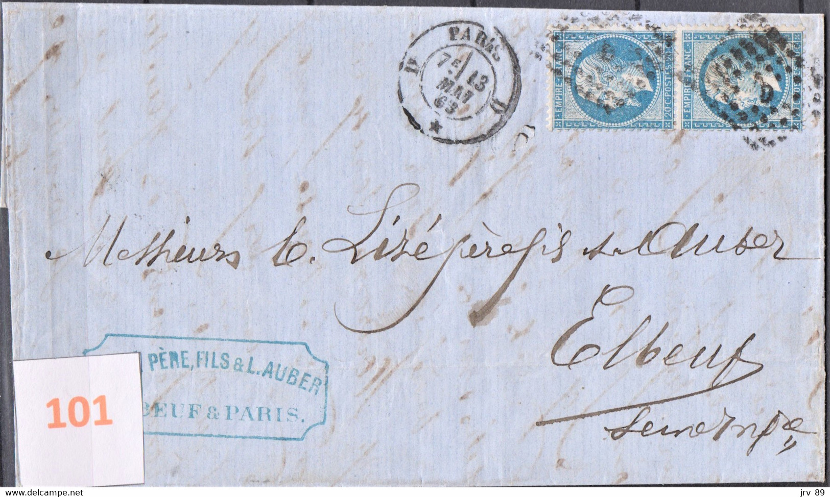 Lettre Bureau De Quartier De Paris Du 13/01/1863, N° D,  Rue Sainte Cécile - 1849-1876: Klassik