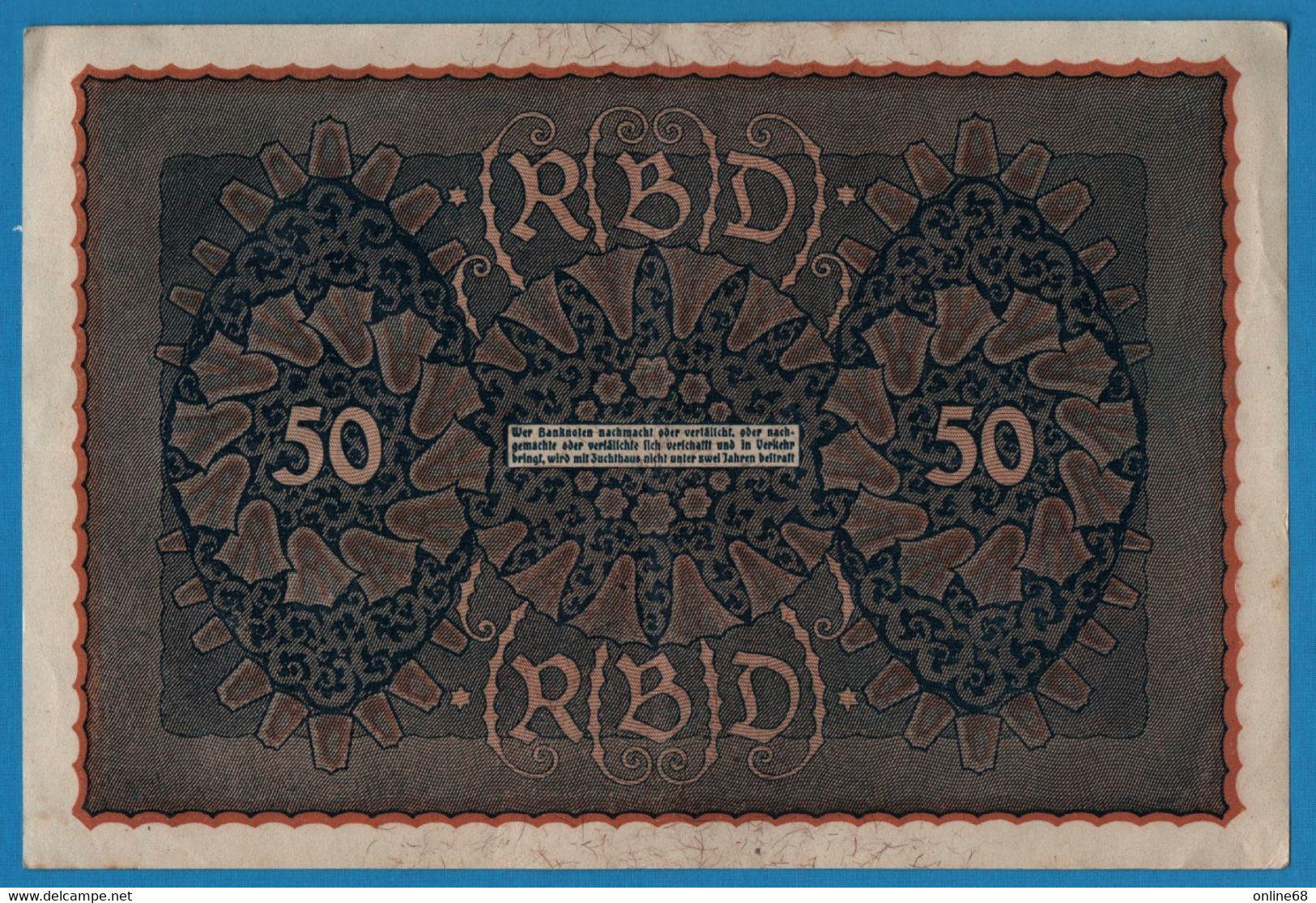 DEUTSCHES REICH 50 Mark  24.06.1919 Série QS A # 205746  P# 66 Reihe 1 - 50 Mark