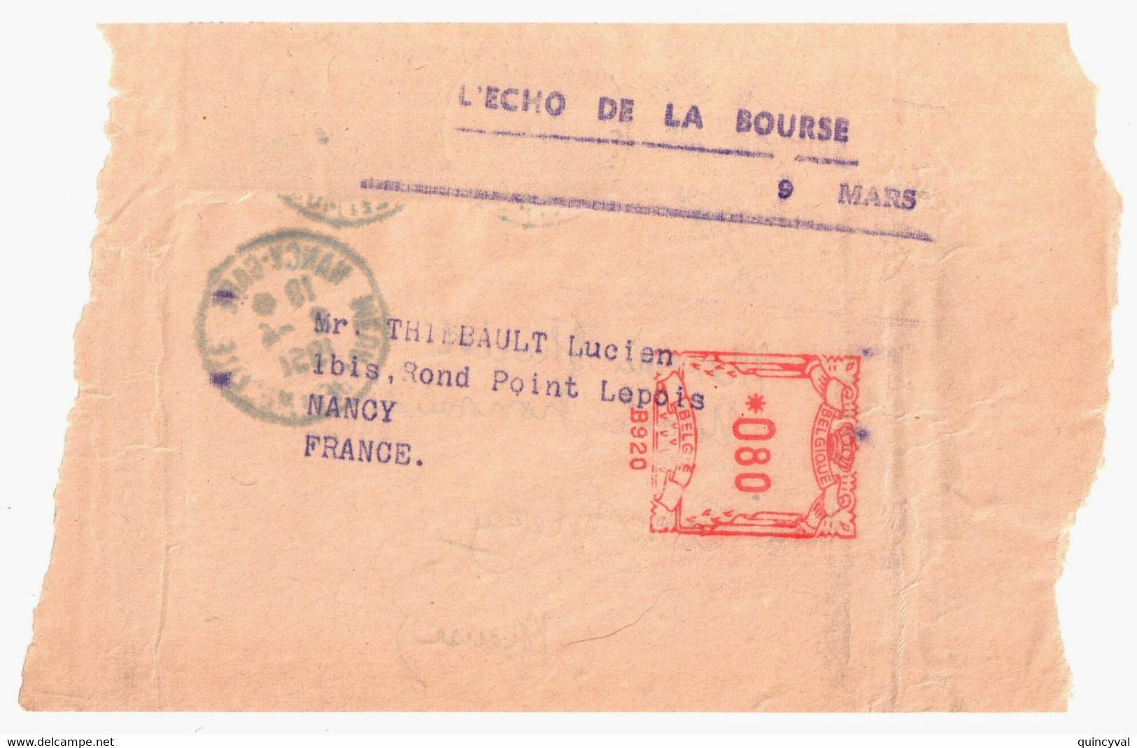 NANCY Bande Journal RETOURNEE 500g Tf 1945 Synd Agricole Blason 10c Bourgogne 1F Savoie Yv 834 836 Ob 1951 Belge EMA 80c - Storia Postale