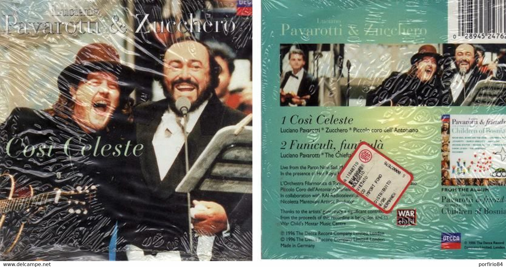 ZUCCHERO PAVAROTTI COSI' CELESTE (CDS) 2 TRACKS 1996 NUOVO - Altri - Musica Italiana