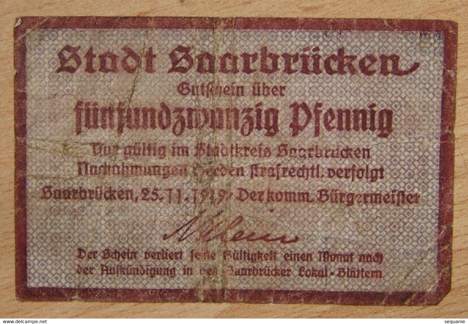 Allemagne - Sarrebruck 25 Pfennig 25-11-1919 - [ 8] Saarland - Saar