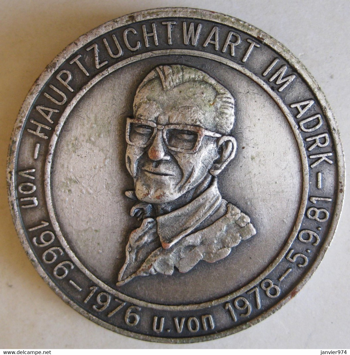 Médaille En Aluminium Friedrich Berger Gedächtnisschau 1981 . Hauptzuchtwart - ADRK . Chien - Professionnels/De Société